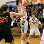 Kody Newman hits a short jumper on the way to scoring 32 points.(Photo by Jim Waller/ South Whidbey Record)