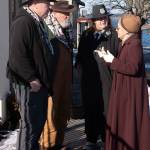 The 35th Mystery Weekend production, Killing Time stars the usual suspects, left to right 49ers D.D. Worbux (Wayne Furber), C.Z. Cash (Fred ONeal), Officer Polly Graph (writer Loretta Martin) and amateur detective and mystery writer Hagatha Kisstea (Chris Williams). They converge at the scene of the crime, Rob Schouten Gallerys Sculpture Garden in downtown Langley. Photo provided