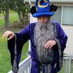 John Ball portrays Merlin the Magician this weekend at Mystery Weekend, marking his 35th year hes participated in the community event that attracts thousands of visitors. (Photos by Patricia Guthrie/Whidbey News Group)