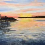 Close to Home, acrylic painting by Judith Burns at ArtWorks Gallery, Greenbank Farm.