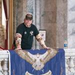 Robert Brown, an advocate for splitting the state of Washington into two, at a rally at the Capitol in Olympia last week. (Photo by Sean Harding, WNPA Olympia News Bureau)