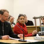 Michelle Nichols, sitting next to attorney David Carman, was sentenced Monday for vehicular homicide. (Photo by Jessie Stensland / Whidbey News Group)