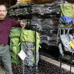 Rich Murphy uses an old barn as a warehouse for a line of backpacks called Aarn that are designed in New Zealand and sold worldwide. Murphy and his wife, Genie, are the new North American distributers for the backpacks that emphasis balance and reducing strain while hiking. (Photo by Patricia Guthrie/Whidbey News Group)