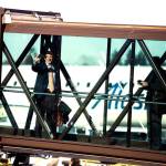 Passengers board a plane at Paine Field terminal on opening day. (Photo by Andy Bronson/The Everett Daily Herald)