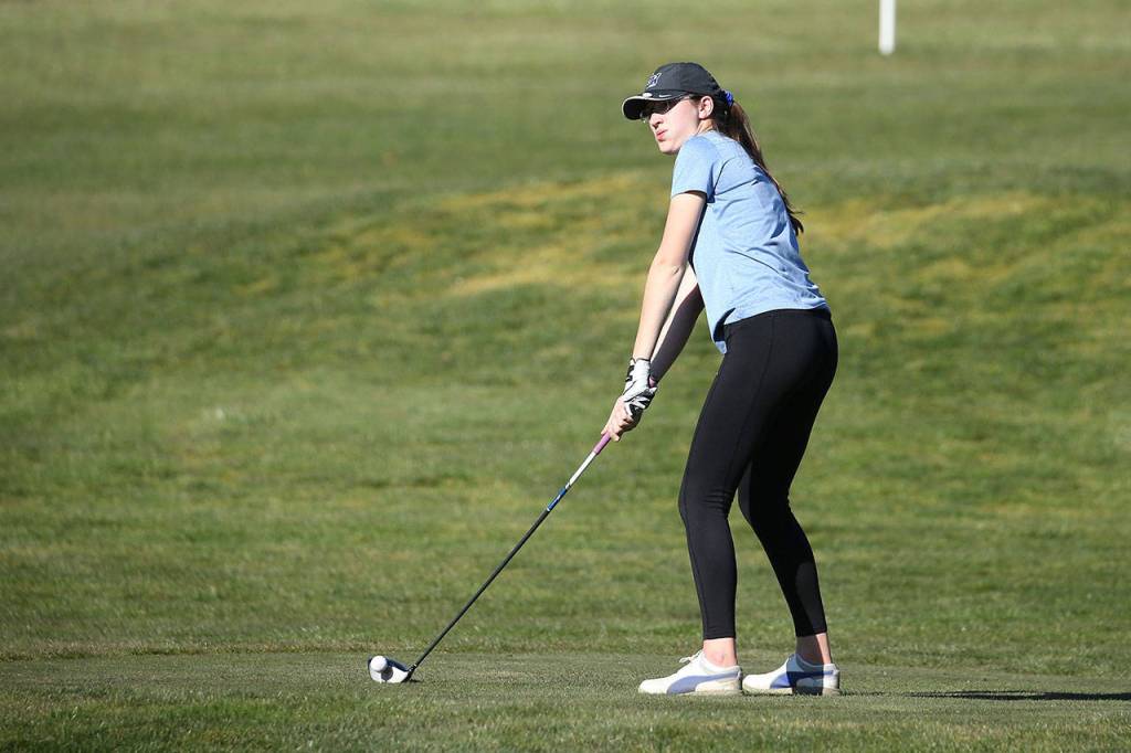 Tori Schuller lines up a shot Tuesday.(Photo by John Fisken)