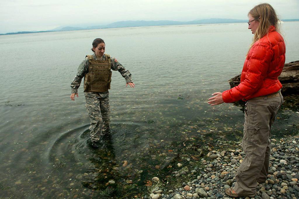 Holly Chadwick directs actress Katherine Celio who plays Julia in a scene for the Amazon series, Sounds of Freedom. (Photo provided)