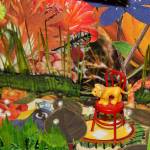 A detail shot within one of the pieces by Sara Saltee representing taking steps toward baby courage.