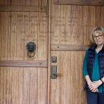 Engraved on the front door of Judith Adams Langley residence that her late husband designed is this poem she wrote:<address>No matter how difficult your journey/Or carefree your arrival/Or if the moon is gliding over the roof/Or day just beginning/And the sun barely upon the apple tree/A Holy Welcome, my friend</address>