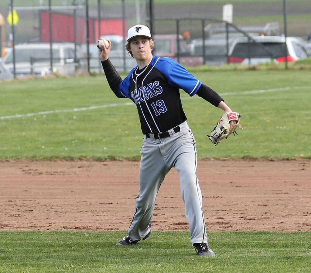 Third baseman Drew Fry throws to first for an out.(Photo by John Fisken)