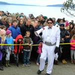 Langley Mayor Tim Callison said he plans to seek another term in Novembers general election. For events, such as this years Sea Float Scramble, Callison always wears a white tuxedo with a changing collection of cummerbunds and accessories. (Photo by Patricia Guthrie/Whidbey News Group)