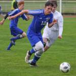 Nevin Daniels hustles the ball up the field for the Falcons. Daniels scored three goals in the win over Sultan. (Photo by Matt Simms)