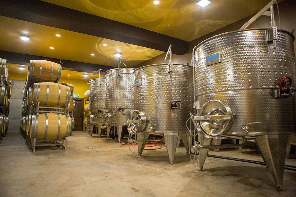 The Comforts make wine from angevine and sylvaner grapes grown on the farm. (Olivia Vanni/The Herald)
