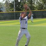 Third baseman Drew Fry settles under a foul pop-up.(Photo by Jim Waller/South Whidbey Record)