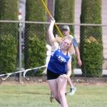 Maddy Drye lets the javelin fly.(Photo by John Fisken)