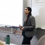 Photo by Laura Guido/Whidbey News-Times                                Casey Dyckman, a behavior analyst, gives a presentation about consequence interventions for children with autism spectrum disorder at a free workshop held by Autism Partnership of Island County.
