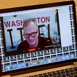 Mark Sargent of Whidbey Island is on the screen with Texas YouTuber Patricia Steere as she broadcasts The Flat Earth and Other Hot Potatoes from her Houston home. The two also share cameo roles (and some sexual tension) in the documentary Behind the Curve which was picked up by Netflix. (Mark Mulligan / Houston Chronicle)