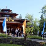 The new Buddhist Temple located in South Whidbey combines Northwest architecture with traditional Tibetan design. A multi-day gathering consecrated the building with monks who traveled from Asia for the ceremonies. Photo by Patricia Guthrie/Whidbey News Group