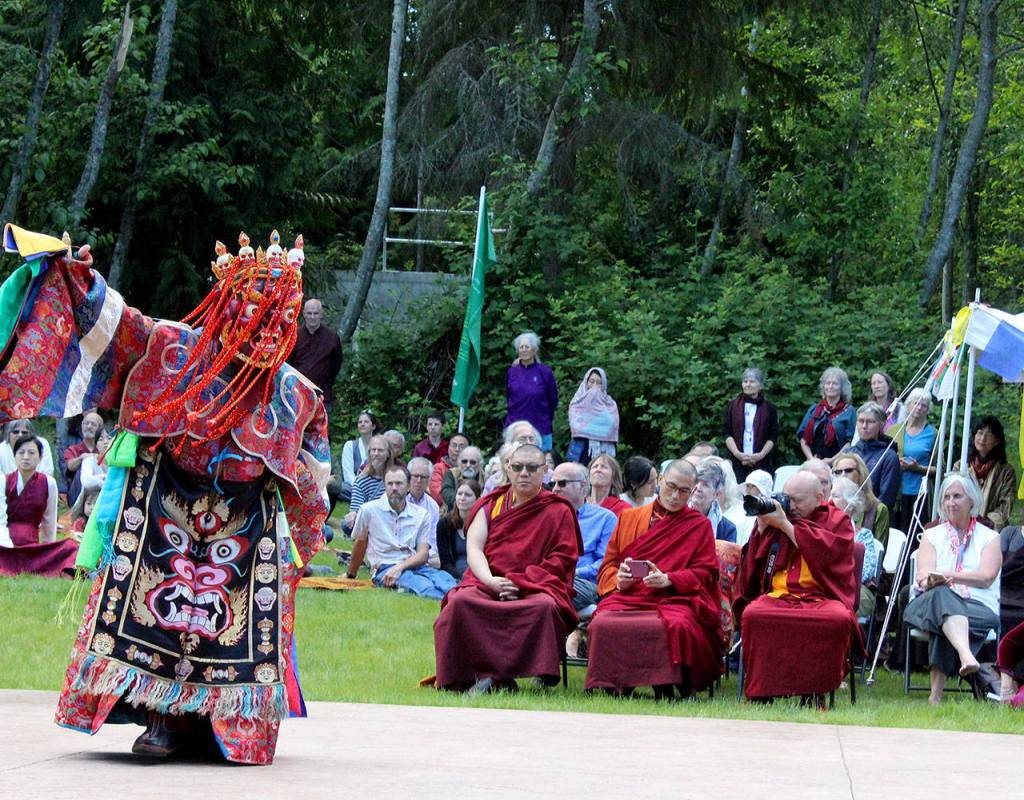 Dances, prayers and ceremonies were part of the multi-day consecration of a new Buddhist Temple constructed in Clinton. A sand mandala will be created by monks Sunday and Monday during a open house for the public. Photo by Patricia Guthrie/Whidbey News Group