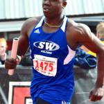 Carl Henri Chapman carries the baton for the Falcons. (Photo by Karen Swegler)