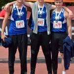 South had three runners medal in the 110 high hurdles: Cody Eager, left, Kole Nelson and Bodie Hezel.