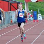 Mattason Straub places sixth in the 100 meters.(Photo by Karen Swegler)
