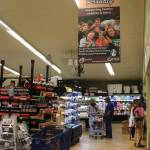 Banners explaining the connection between The Goose Grocer and Goosefoot line the back aisle of the super market.