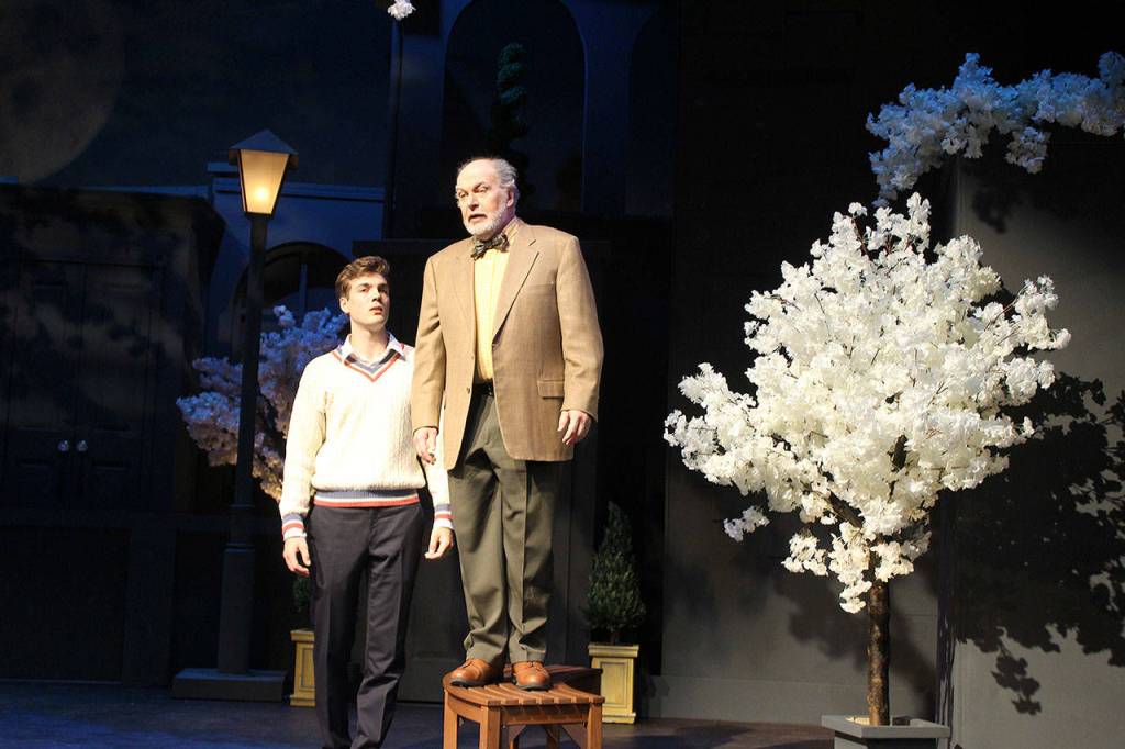 As a young woman trapped in an old mans body, actor James Hinkley pulls off his soul swapped persona with great empathy and genuine concern for Peter, the conflicted husband, played by Ty Molbak. Photo by Patricia Guthrie/Whidbey News Group