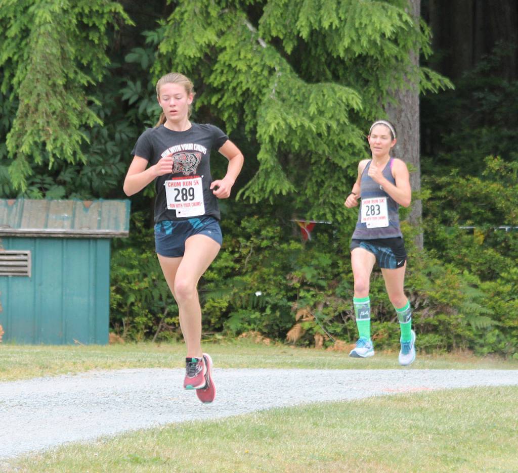 South Whidbey High School sophomore Kaia Swegler Richmond runs the trails familiar to the Falcon distance runners.(Photo by Jim Waller/South Whidbey Record)