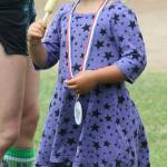 Sylvie Horton enjoys a treat after completing the Fry Run.(Photo by Jim Waller/South Whidbey Record)