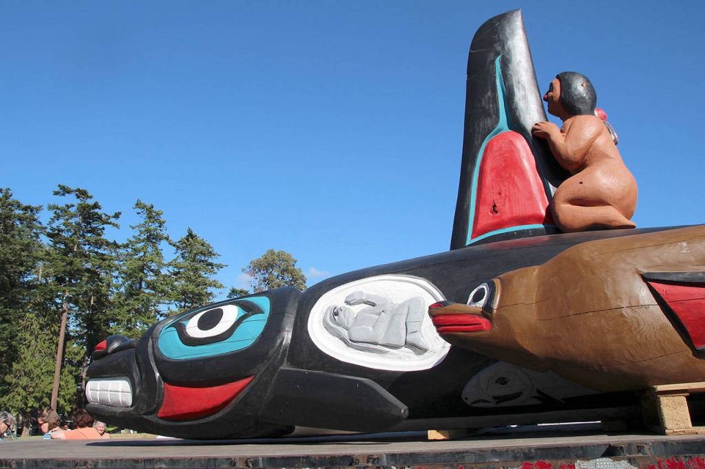 The Tokitae Totem Pole has traveled many miles on the journey from Florida to Penn Cove. Tokitae, also called Lolita, is now dubbed another name. The name SkaliChelh-tenaut comes from a tribal village that once stood in Penn Cove, according to Lummi tribal members.