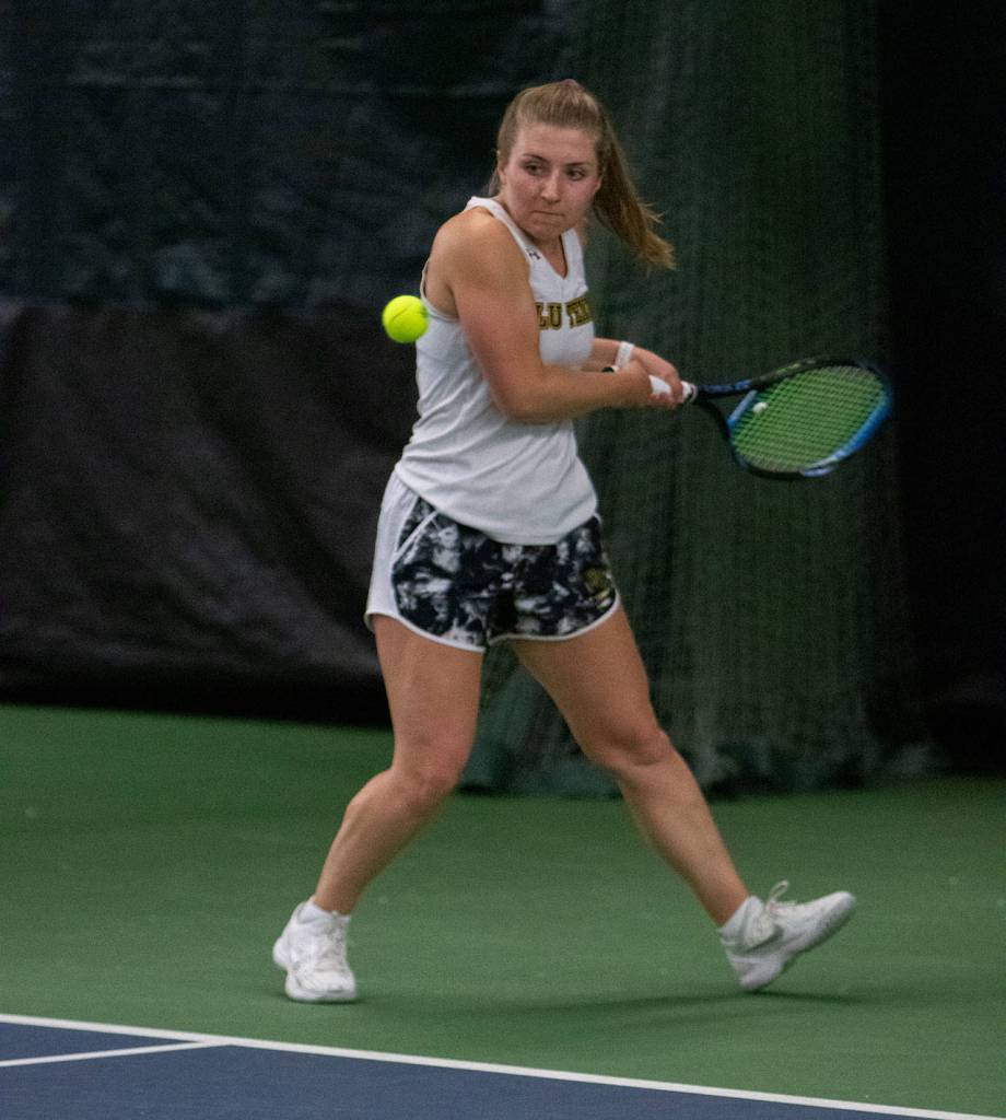 Bayley Gochanour played second singles and first doubles for PLU.(Photo courtesy of PLU Athletics)