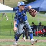 Liam Monaghan delivers a pitch for South Whidbey.(Photo by Jim Waller/South Whidbey Record)