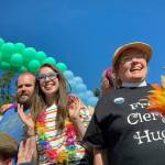 At the LGBTQ-supportive Langley Pride Picnic, community members gathered for food, music, art crafts and dancing. Above, St. Stephens Episcopal Oak Harbors Rev. Diana Peters wears a shirt that says free Clergy hugs. (Photos provided)
