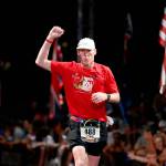 Michael Collins finishes the Ironman in 2018. He tries to respresent his family, the founders of the event, at the Ironman at least once every five years. (Submitted photo)