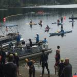 The triathlon is about to begin last Saturday at Goss Lake.(Submitted photo)