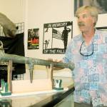 Picker John Norris shows off circa 1600s cannon discovered in abandoned storage locker. Photo by Wendy Leigh/South Whidbey Record
