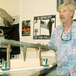 Picker John Norris shows off circa 1600s cannon discovered in abandoned storage locker. Photo by Wendy Leigh/South Whidbey Record