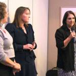Island County Commissioner Helen Price Johnson speaks at a League of Women Voters event Thursday night at Whidbey Golf Club. She is joined by commissioners Jill Johnson, center, and Janet St. Clair, at left. Photo by Laura Guido/South Whidbey Record