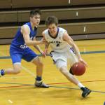Nick Young blows by an Orcas Island defender.(Photo by Jim Waller/South Whidbey Record)