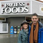 Photo by Kira Erickson/Whidbey News Group                                 Betsy and Amir Shirazi stand in front of Payless Foods in Freeland, where the winning ticket was purchased last month.