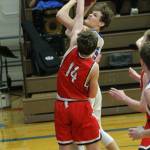 Cody Eager powers to the hoop for the Falcons. (Photo by Jim Waller/South Whidbey Record)