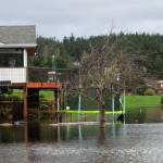 Last weekends downpour turned the Guiets residence into a lakeside view on Saturday while flooding the home.