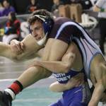 South Whidbeys Drew Aposhyan, left, tries to control Stevensons Logan Hofberger. (Photo by Sarah Manchester)