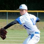 Ethan Petty gets ready to throw a pitch for South Whidbey in 2019. (Photo by Jim Waller/Whidbey News-Times)