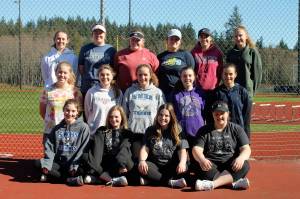 Most of the 2020 seniors are included in this photo taken for last springs South Whidbey High School sports program. Front row: junior Lara Napoli, junior Tayla Hymas, junior Lexi Wenzek, senior Chandra Wallace. Middle row: junior Sadie Wilson, senior McKenna Kelley, senior Ashley Ricketts, Joanie Welever, senior Alison Papritz. Back row: senior Ashley Ricketts, senior Chloe Loehr, senior Annika LeWarne, senior Oliana Stange, senior Jenna Pfeiffer, junior Laila Gmerek. (Photo by Jim Waller/Whidbey News-Times)