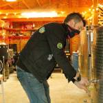 Photo by Kira Erickson/South Whidbey Record
Christopher Powell pours a glass of fresh hop cider. Misfit Island Cider Company, located near Langley, is hoping to open a tasting room this winter.