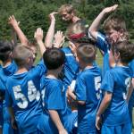 South Whidbey youth soccer players get ready to play in a match last year. (Photo provided)