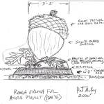 Oak Harbor Arts Commissioners chose Plan B of wood artist Pat McVays draft designs for Oak Harbors future statue. It features a large acorn made from the wood of a 330-year-old Garry oak tree resting on atop leaves. Rendering provided