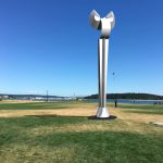 An artists rendering of Angel de la Creatividad by Mexico City artist Sebastián shows the 37-foot-tall metal sculpture in its proposed location in Windjammer Park. The city is considering accepting the gift from a late public art supporters estate. Rendering provided