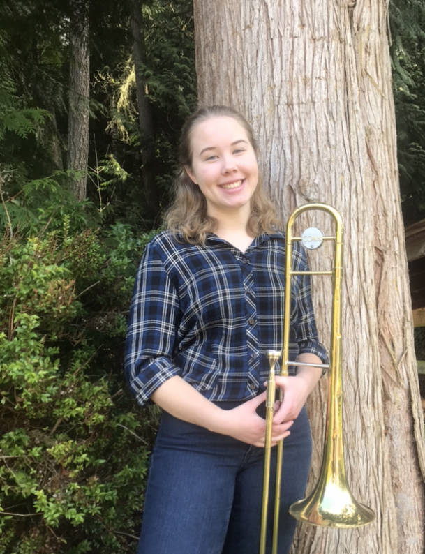 South Whidbey High School Junior Annie Campbell plays trombone.